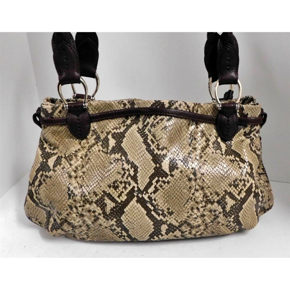 Brighton Python Snake‎ Embossed Brown Leather Sho… - image 4